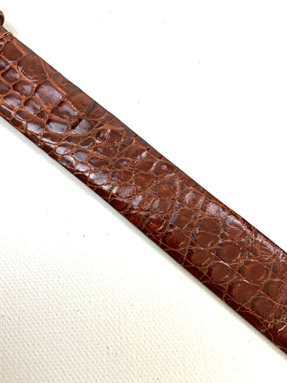 Genuine Alligator Men's Brown Belt with Gold-Tone Buckle Sz 36 - Picture 13 of 16